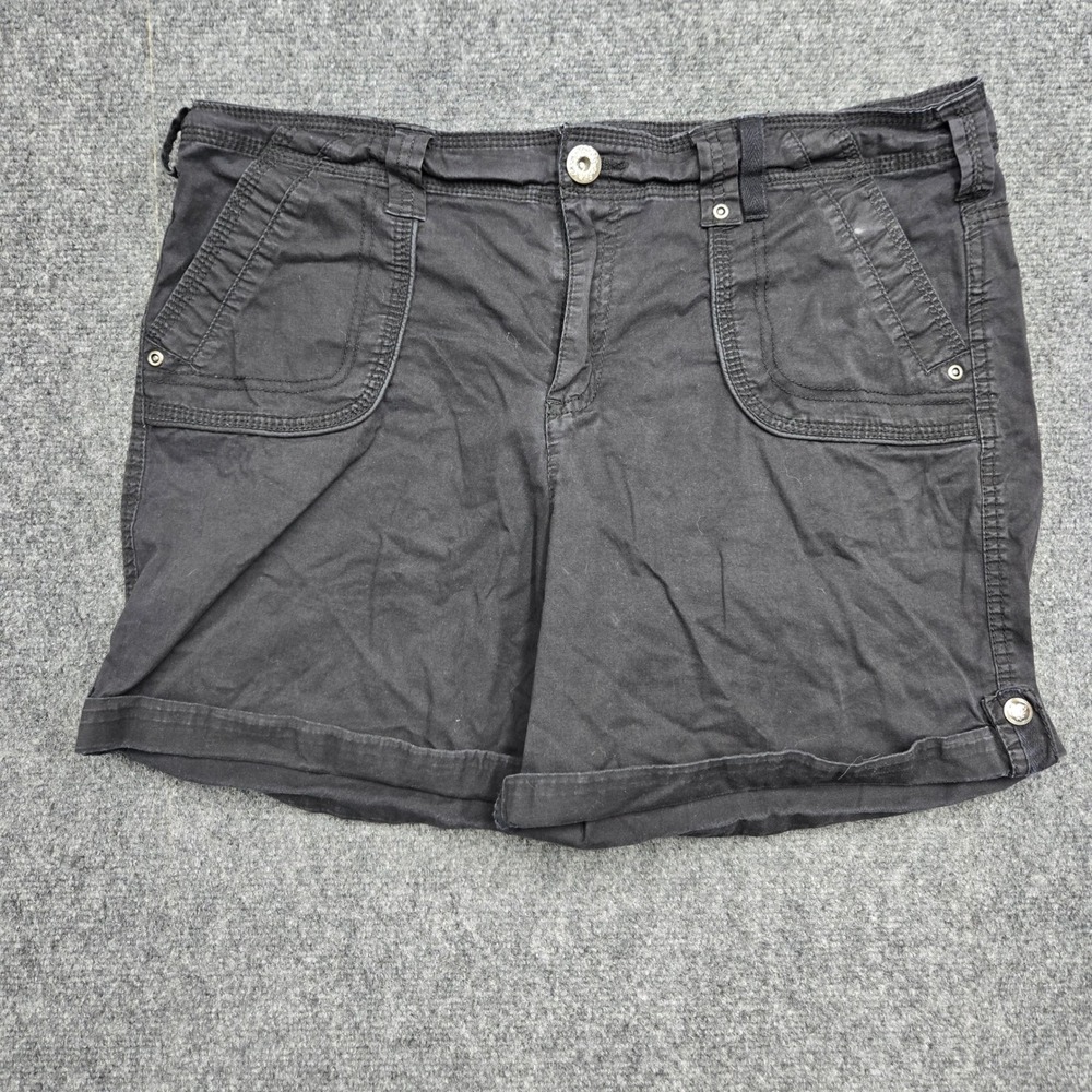 Khakis & Co Womens Size 12 Black Utility Shorts Cuffed Hem Stretch Cotton